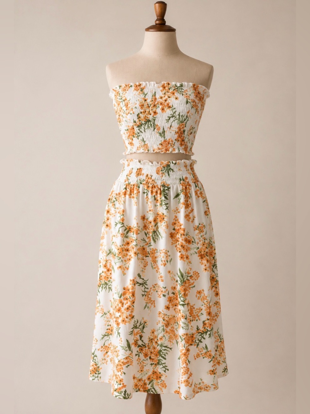 *Angashion - 2 piece skirt set- new with tags- tube top snd midi skirt- floral